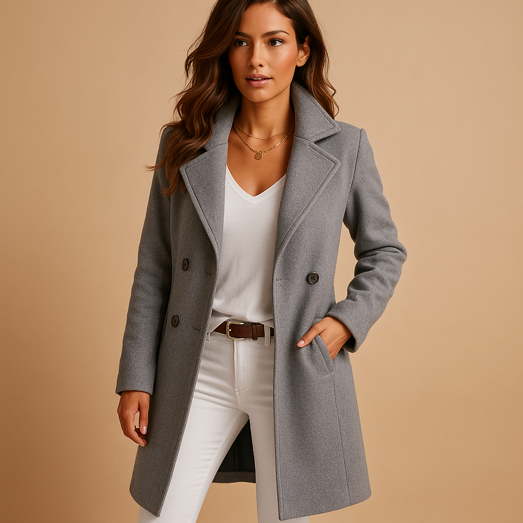 Dfina - Manteau Long Élégant Avec Boutonnage