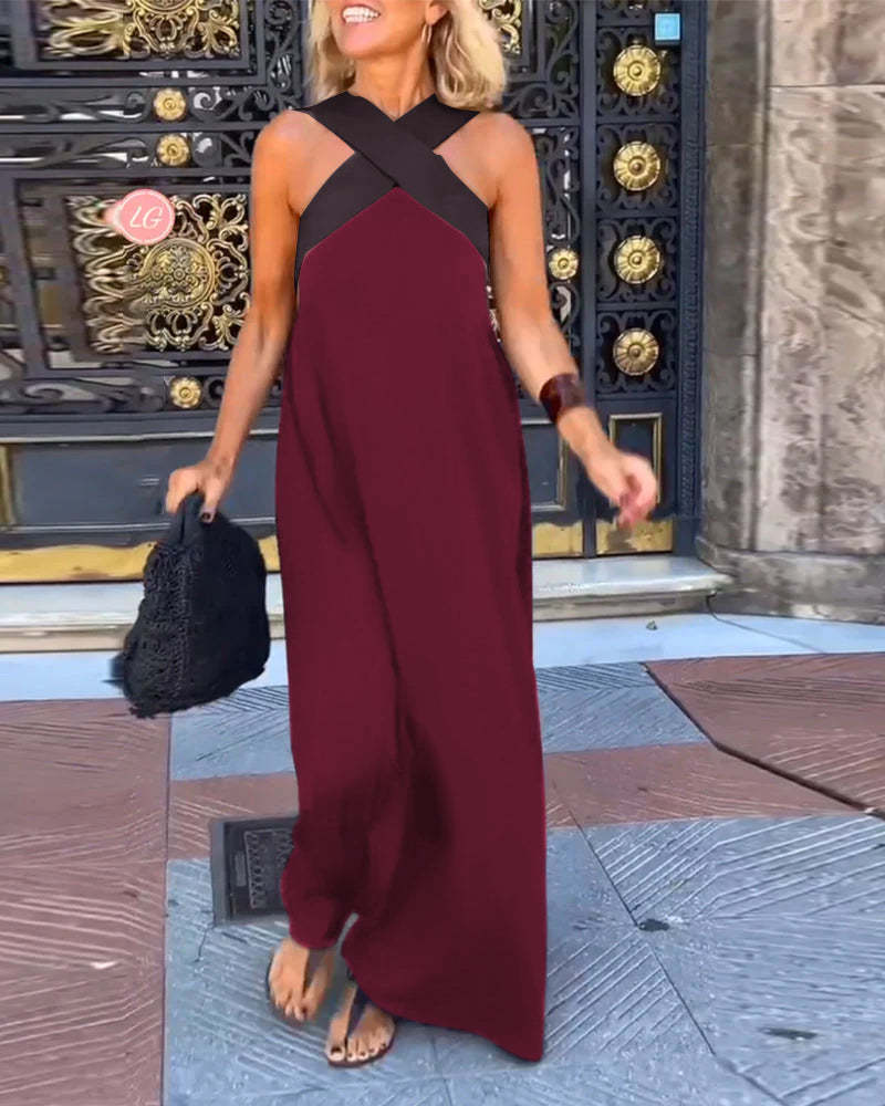 Robe sans manches à encolure croisée