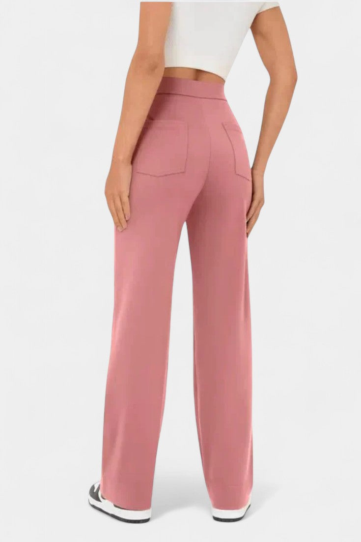 Nova Pantalons Droits Taille Haute et Élastiques