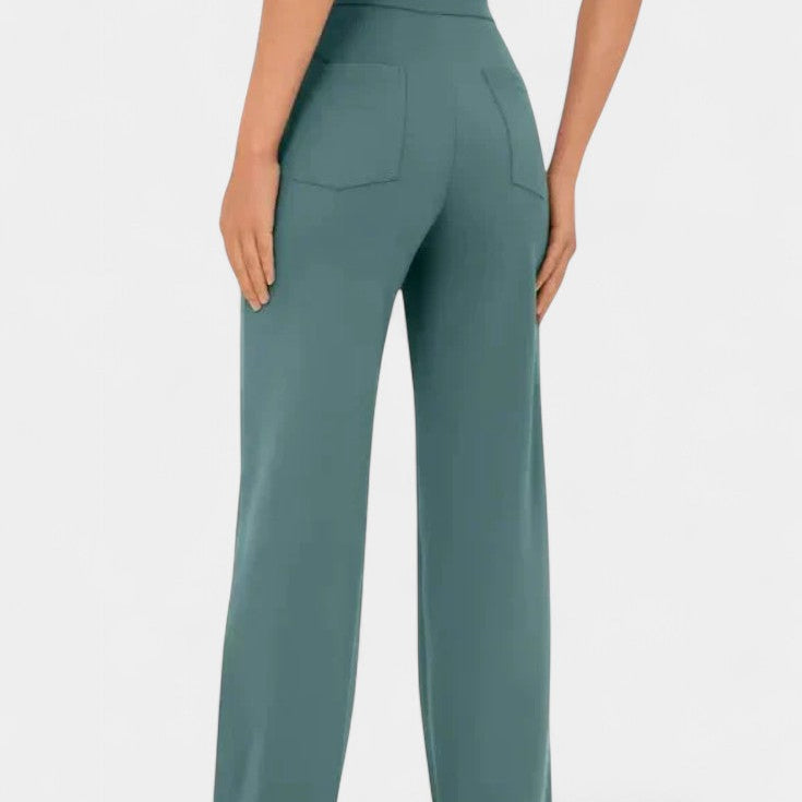 Nova Pantalons Droits Taille Haute et Élastiques
