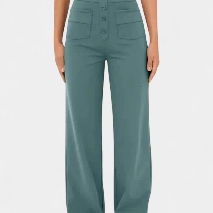 Nova Pantalons Droits Taille Haute et Élastiques