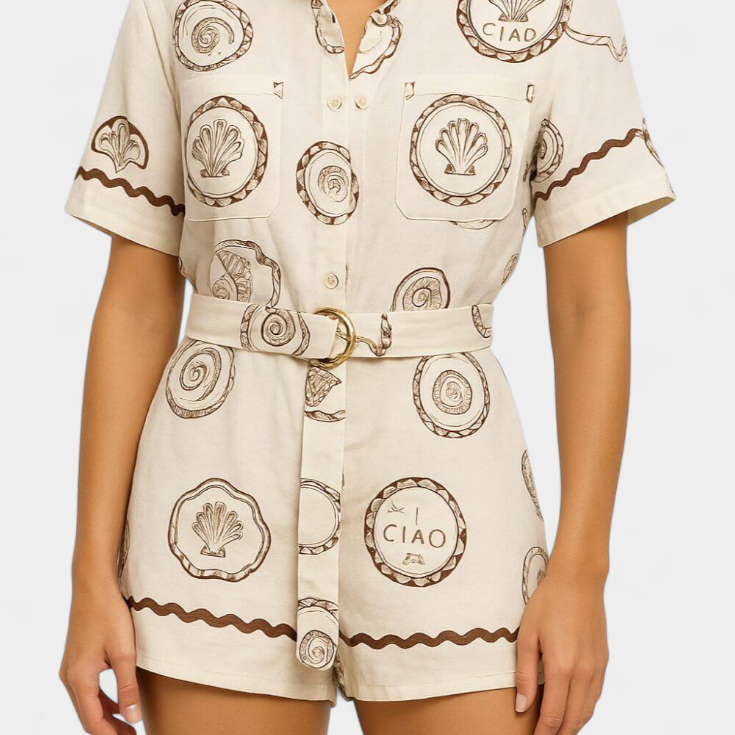 Camisole Mono Seashell avec Détail de Coquillage et Boutons