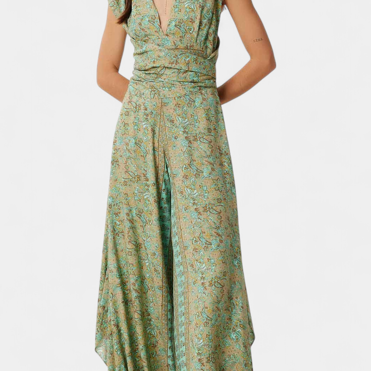 Mono Fluide Leandra Croix avec Imprimé Floral Vert