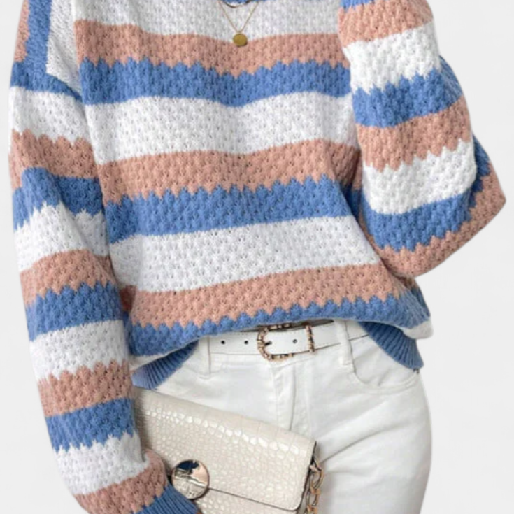 Kristen | Pull Oversized à Col Rond Rayé