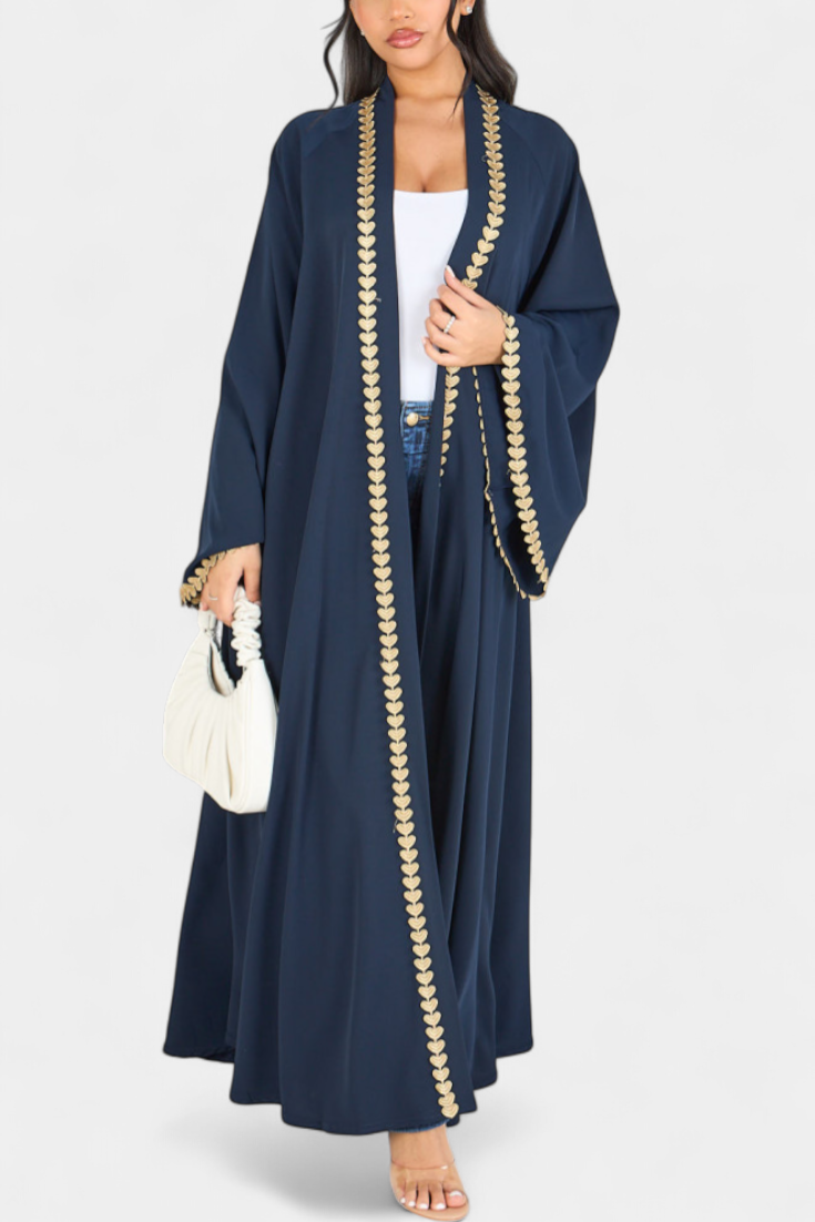 Abaya Ginebra Fluide avec Broderie Dorée