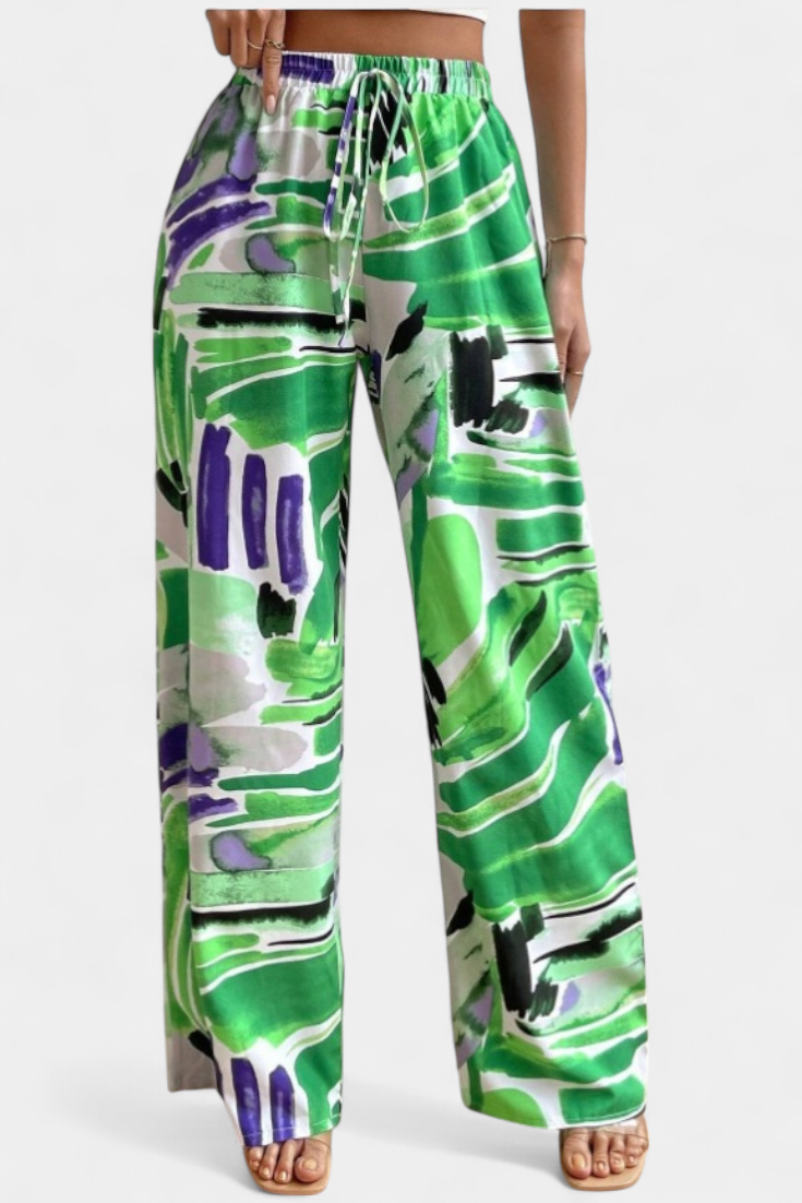 Pantalons à Jambe Large avec Imprimé Abstrait Senda