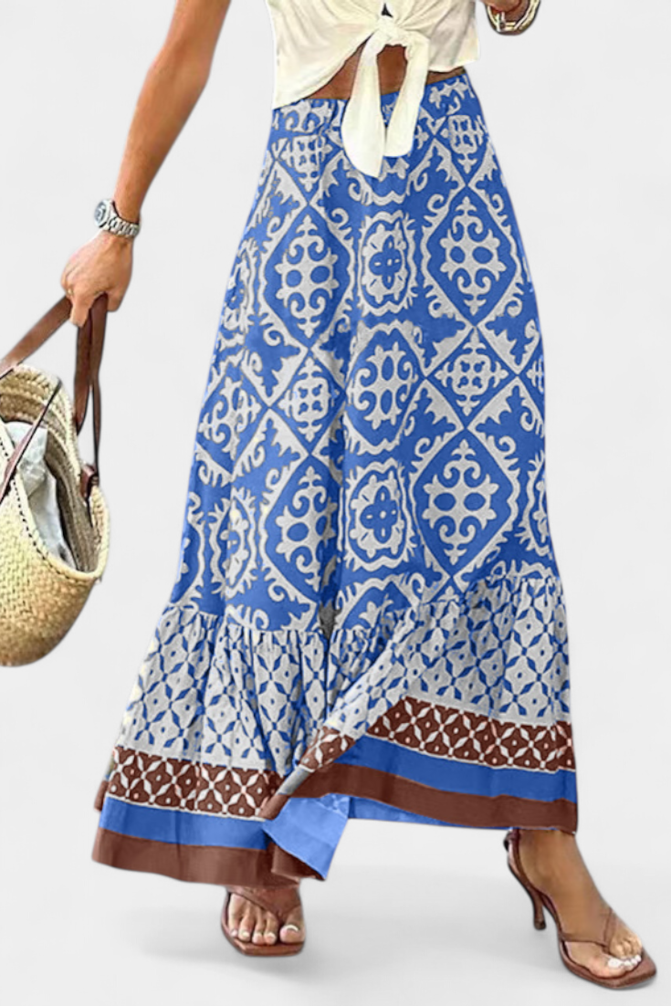 Jupe Maxi Ethel Imprimée avec Volant