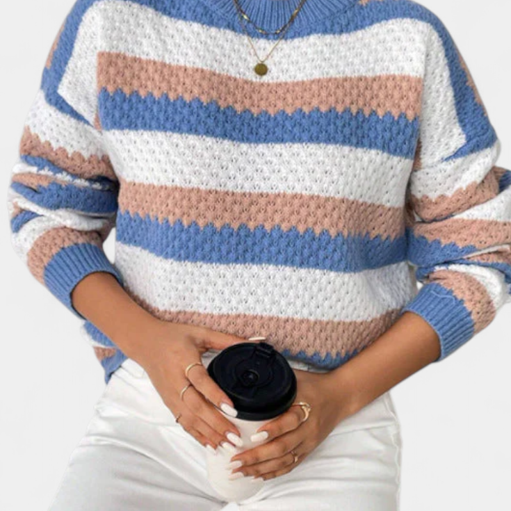 Kristen | Pull Oversized à Col Rond Rayé