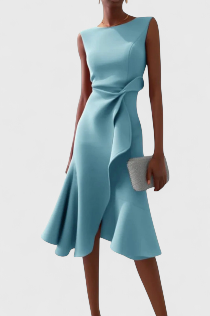 Robe Midi Asymétrique Claudia avec Drapé Élégant