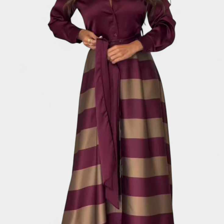 Robe Chemise Longue Rayée Nessia avec Ceinture