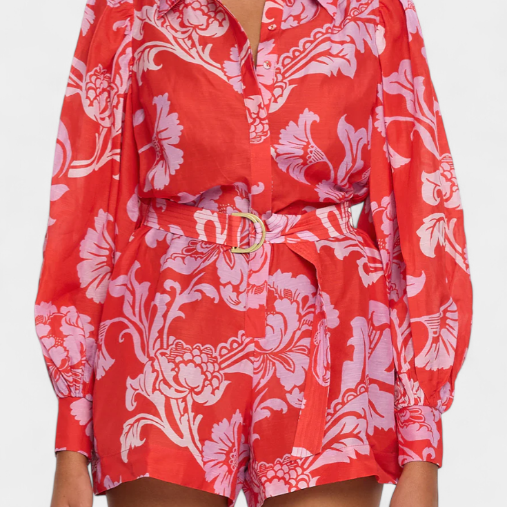 Suzanne Mono Floral avec Ceinture Florentine