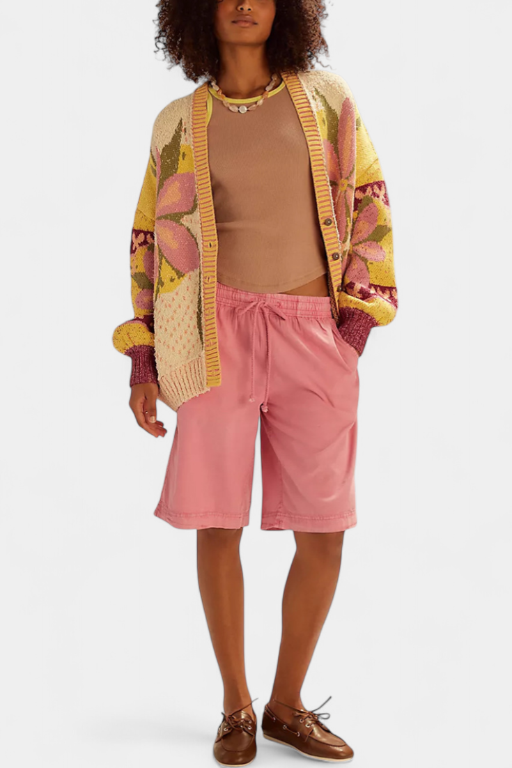 Casey | Gilet en Tricot avec Motif Floral et Coupe Ample