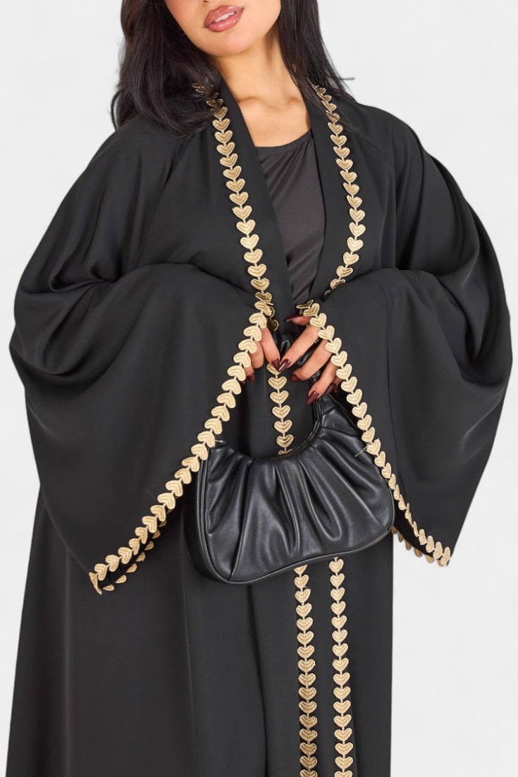 Abaya Ginebra Fluide avec Broderie Dorée