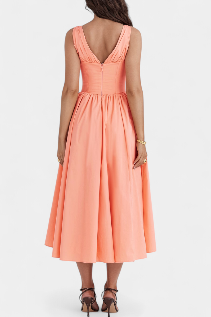 Robe Midi Margie à Décolleté en V et Imprimé Floral Romantique