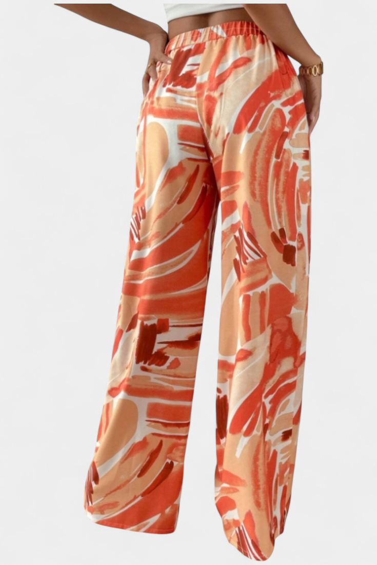 Pantalons à Jambe Large avec Imprimé Abstrait Senda