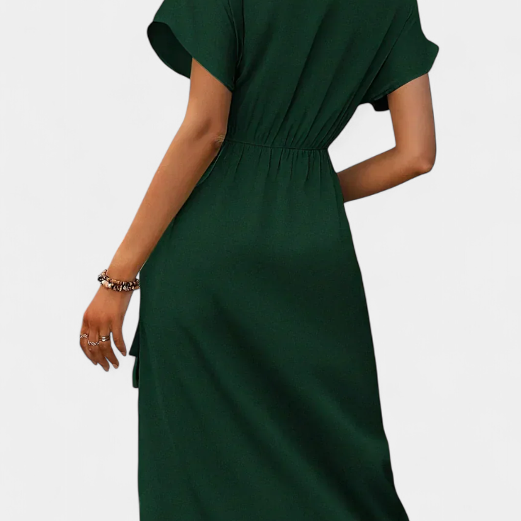 Robe Begoña Croisée avec Ceinture et Fente Subtile