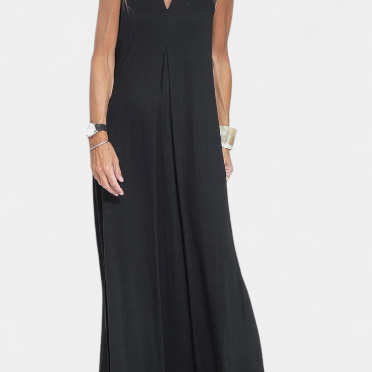 Robe Maxi Felisa Sans Manches en Couleur Unie et Silhouette Élégante