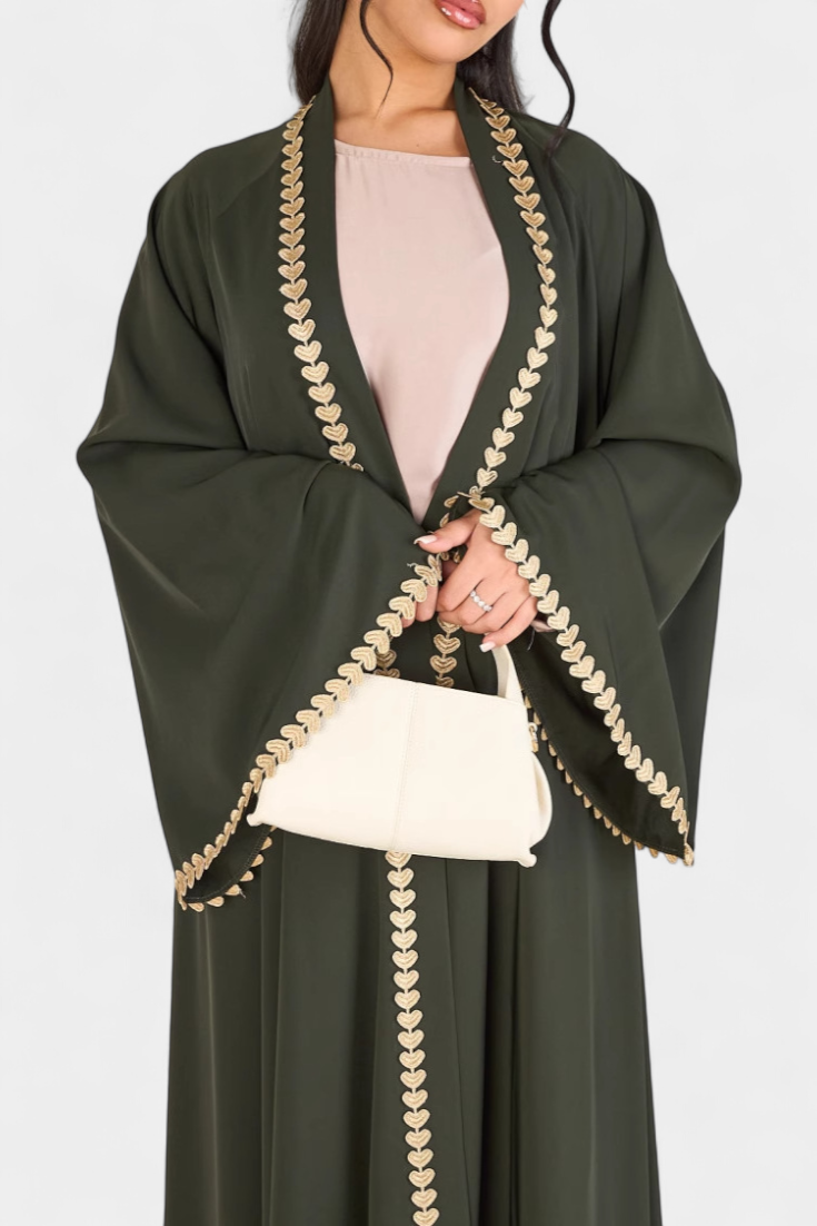 Abaya Ginebra Fluide avec Broderie Dorée