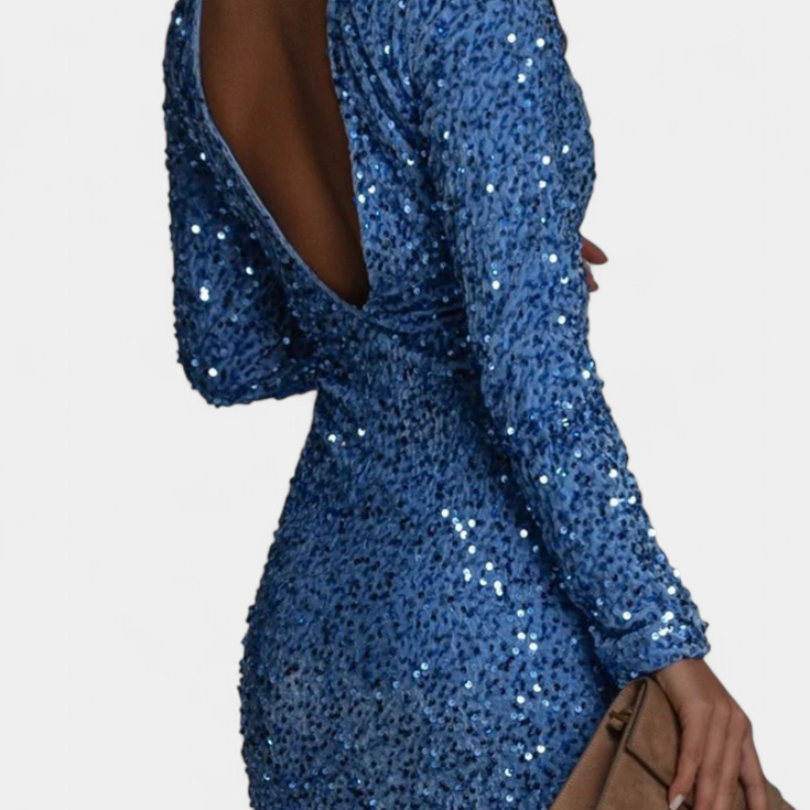 Adèle Robe Longue de Soirée avec Dos Nu et Éclat Hivernal