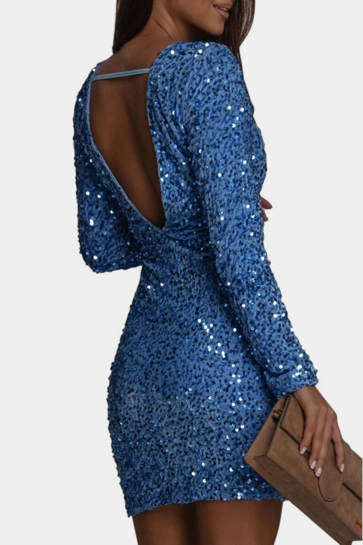 Adèle Robe Longue de Soirée avec Dos Nu et Éclat Hivernal