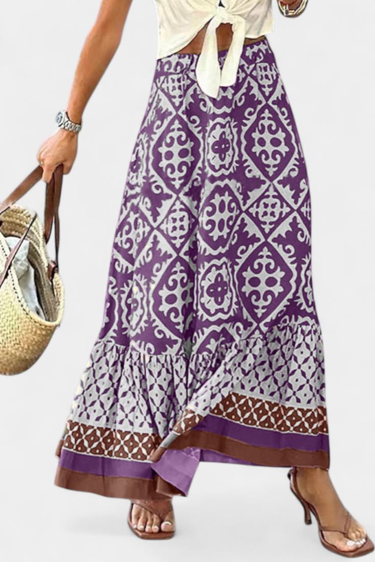 Jupe Maxi Ethel Imprimée avec Volant