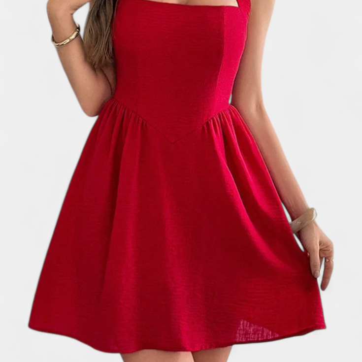 Kassandra Robe Mini Halter avec Dos Nu et Silhouette Évasée