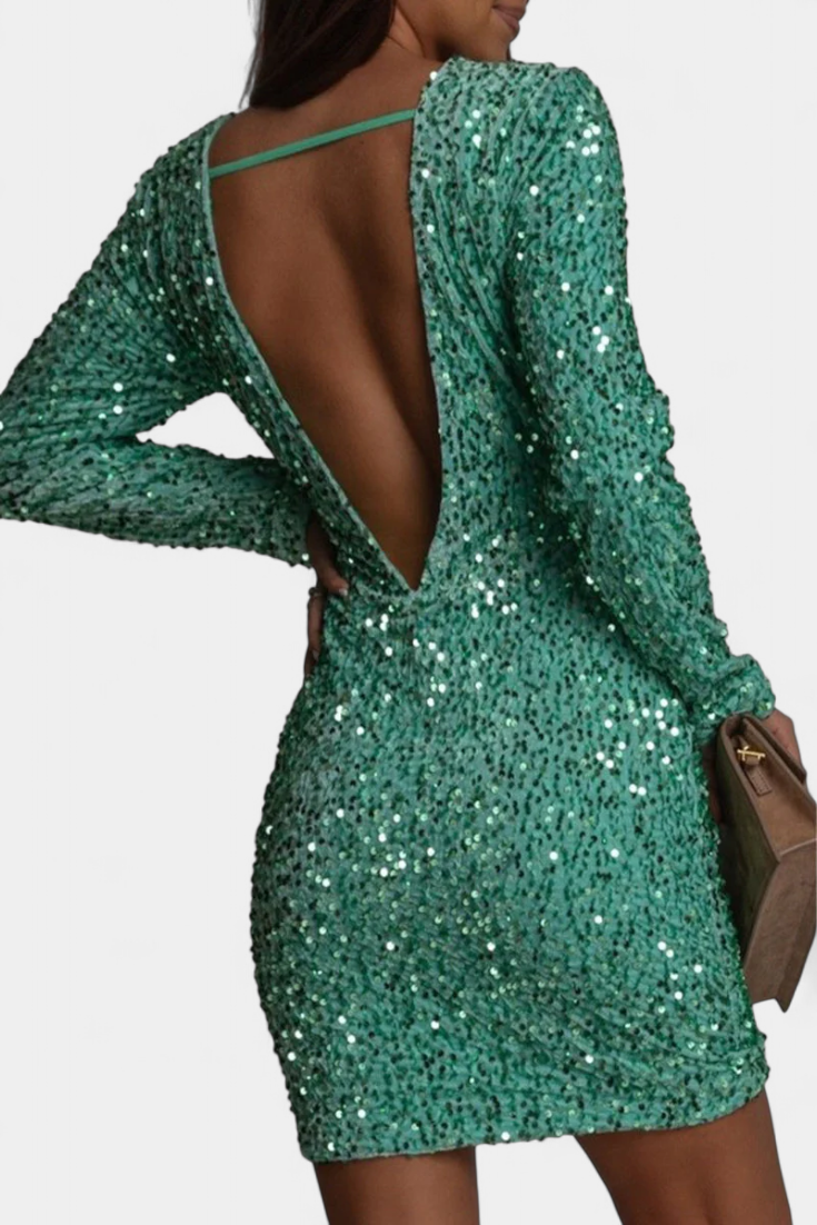 Adèle Robe Longue de Soirée avec Dos Nu et Éclat Hivernal