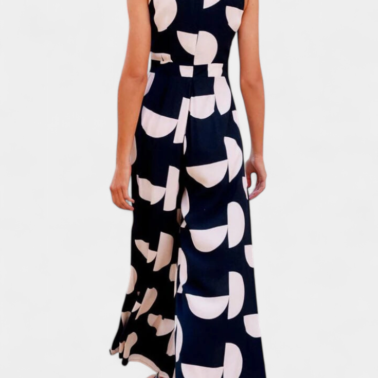 Brooke Mono Holgado Estampado avec Ceinture Ajustée et Jambe Large