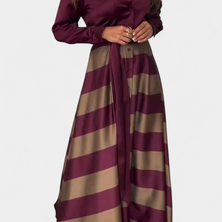 Robe Chemise Longue Rayée Nessia avec Ceinture