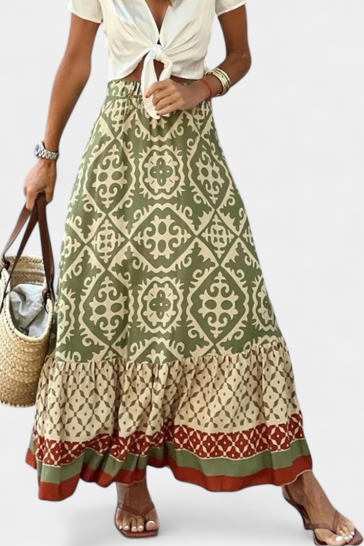 Jupe Maxi Ethel Imprimée avec Volant