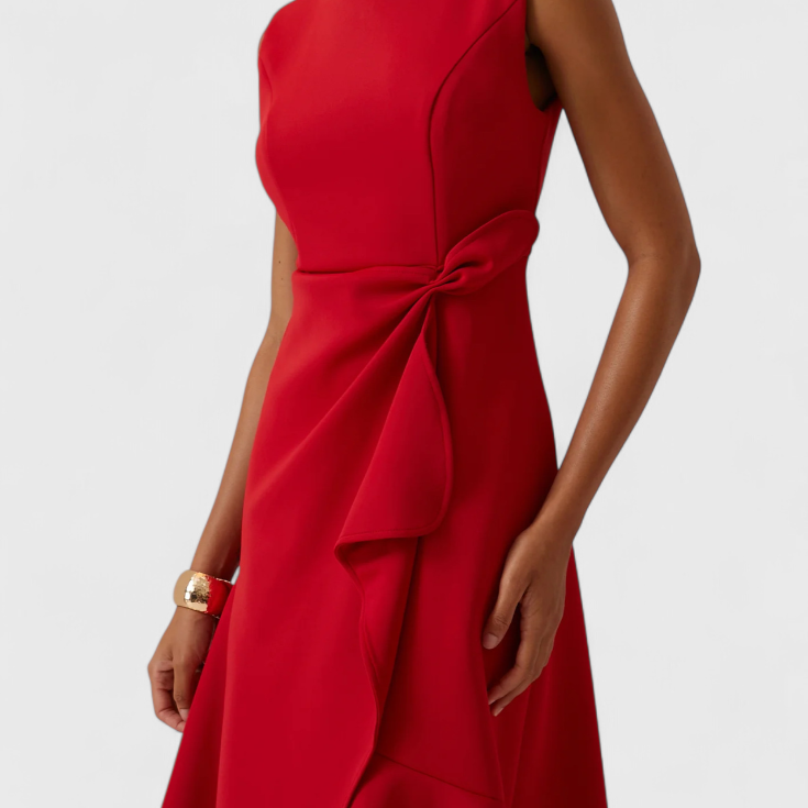 Robe Midi Asymétrique Claudia avec Drapé Élégant