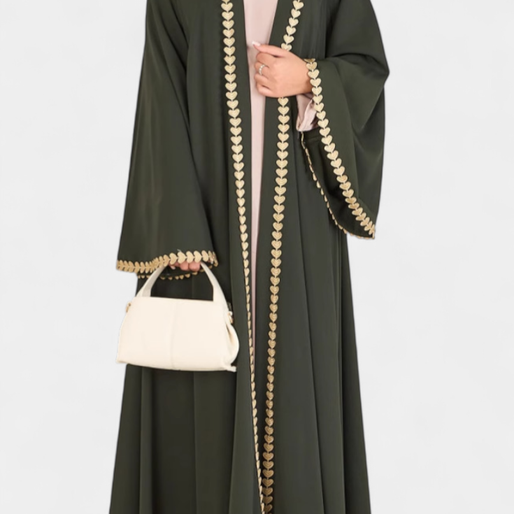 Abaya Ginebra Fluide avec Broderie Dorée