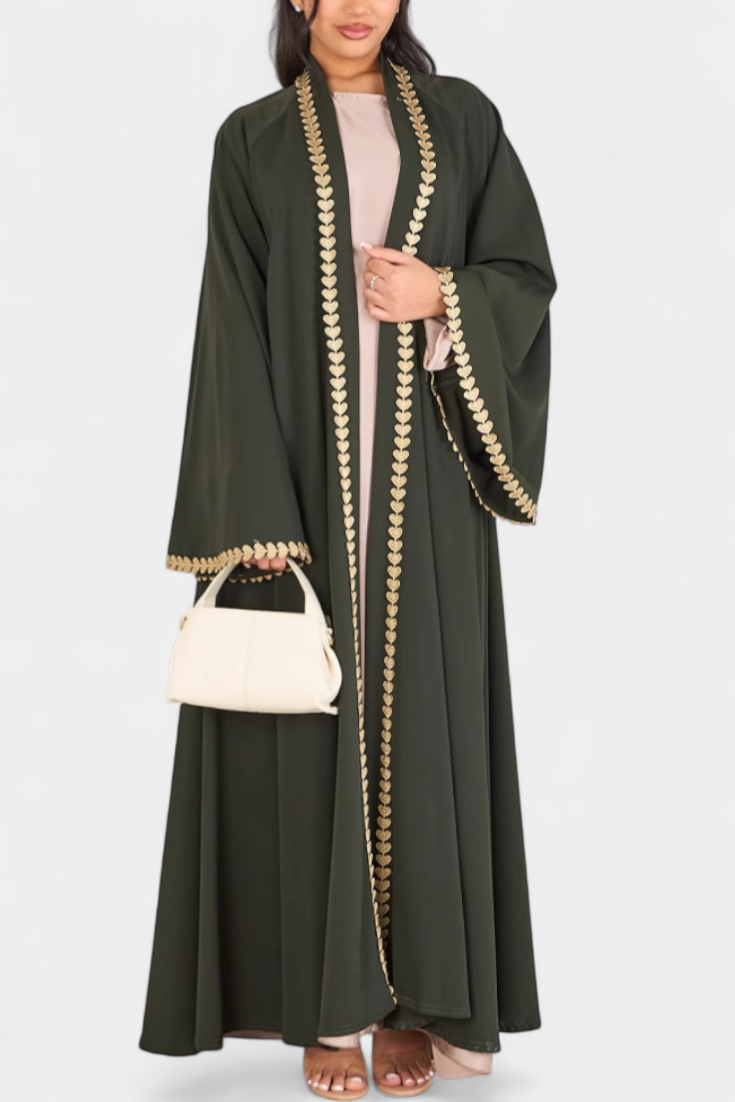 Abaya Ginebra Fluide avec Broderie Dorée