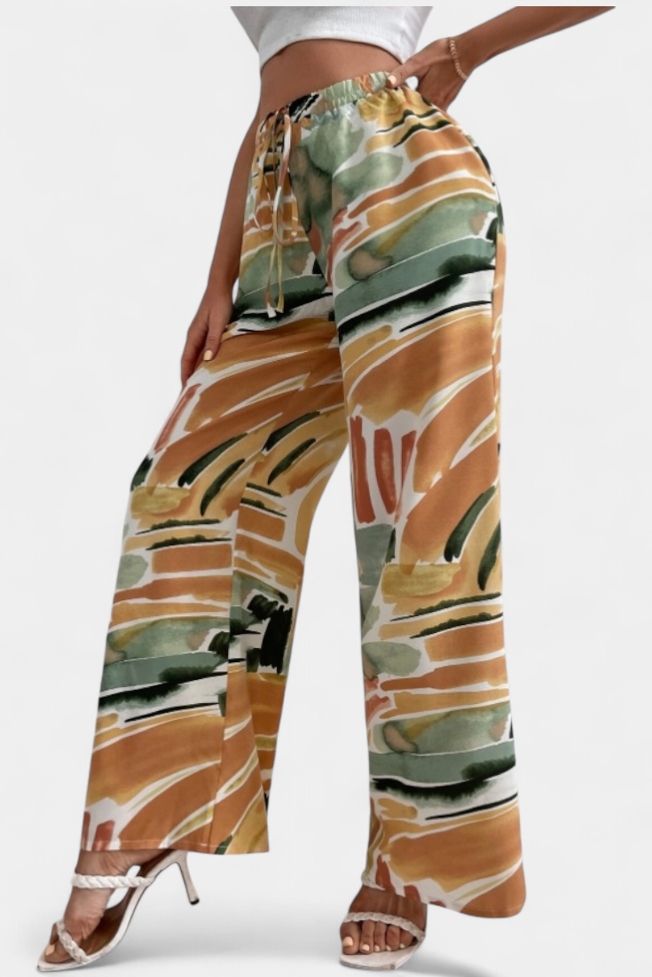 Pantalons à Jambe Large avec Imprimé Abstrait Senda